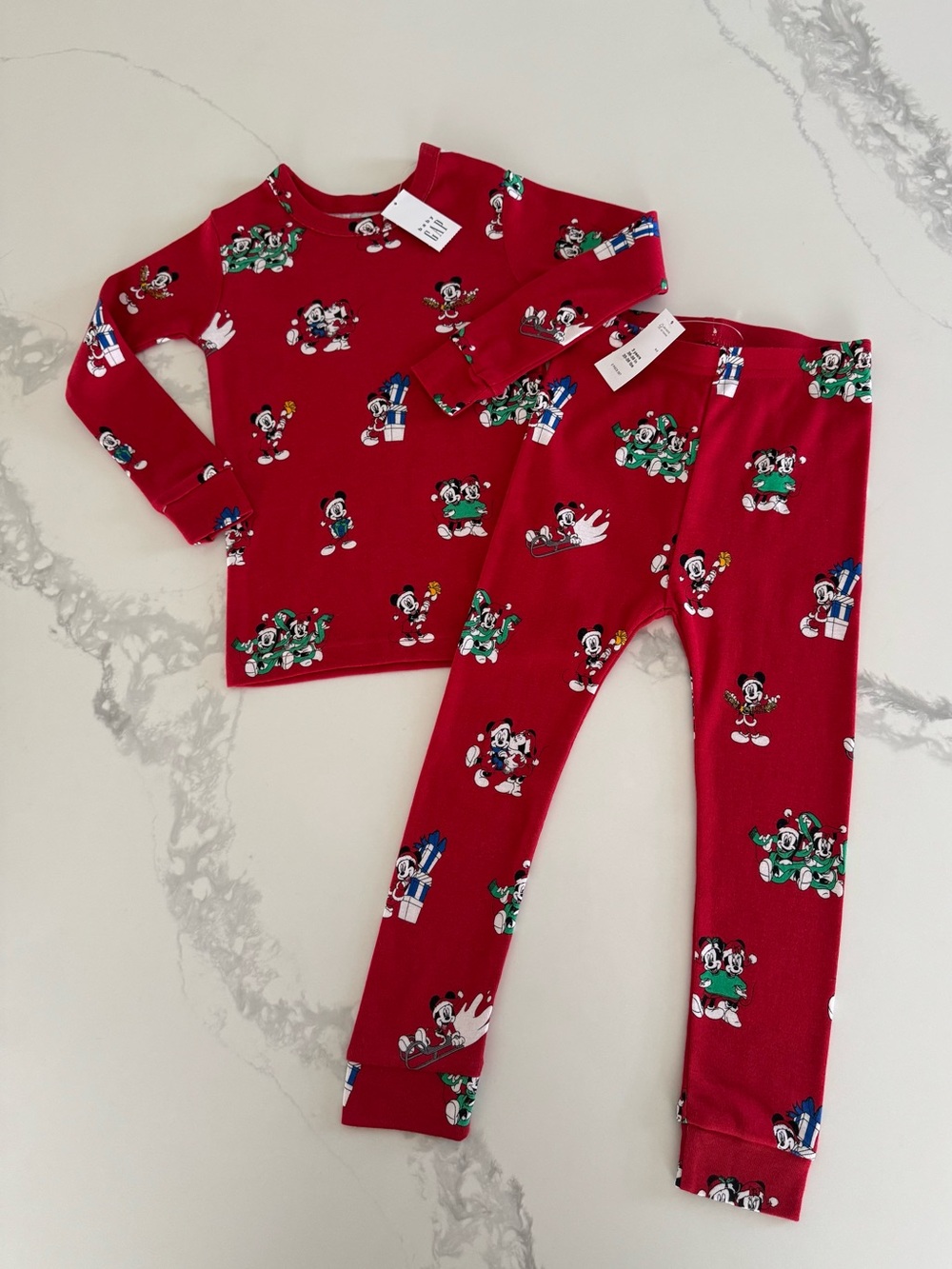 Gap Disney Mickey Mouse and Minnie Toddler Holiday Pajamas 3T